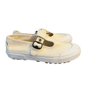 NWOB Vans Style 93 Mary Jane Cream Canvas Buckle Slip-On Sneakers Size 8.5